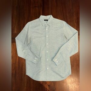 Theory Men’s Linen Long Sleeve Button Down Light Green Shirt Size Medium